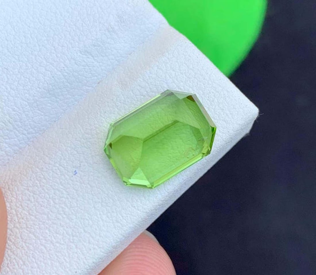 Natural Peridot Gemstones, Top Color Emerald Cut Peridot Loose Gemstone From Pakistan, August - 2