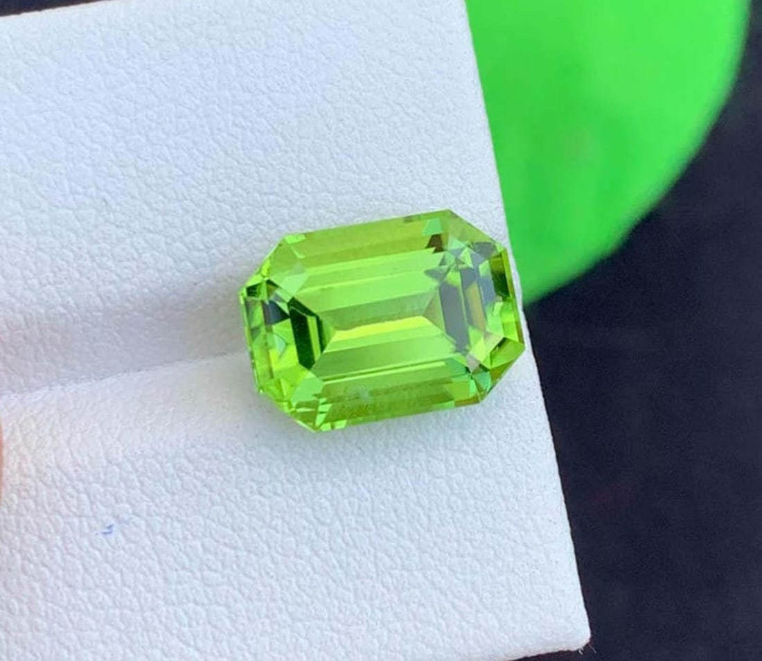 Natural Peridot Gemstones, Top Color Emerald Cut Peridot Loose Gemstone From Pakistan, August - 5
