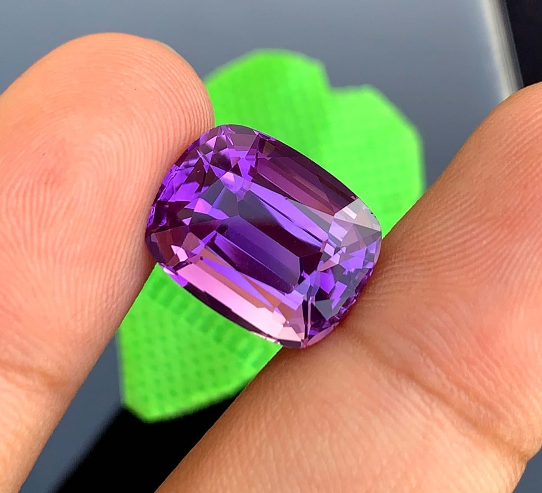 Cushion Cut Amethyst Gemstone: 13.80 Carat February Birthstone - 2