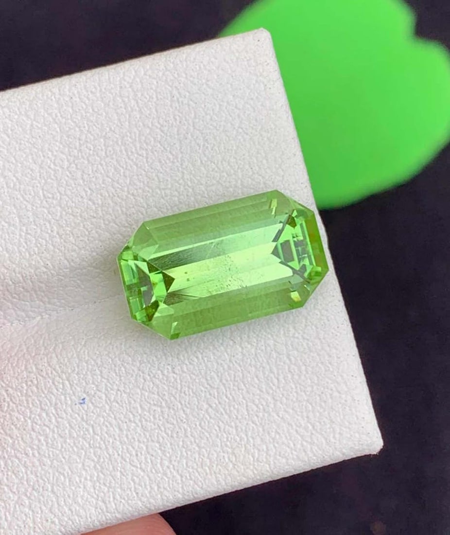Natural Peridot Gemstones, Top Color Emerald Cut Peridot Loose Gemstone From Pakistan, August - 7