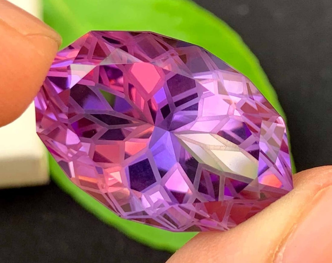 Natural Amethyst Gemstone: Flower Fish Eye Cut, February Birthstone (27.20 Carats) (1 of 9)
