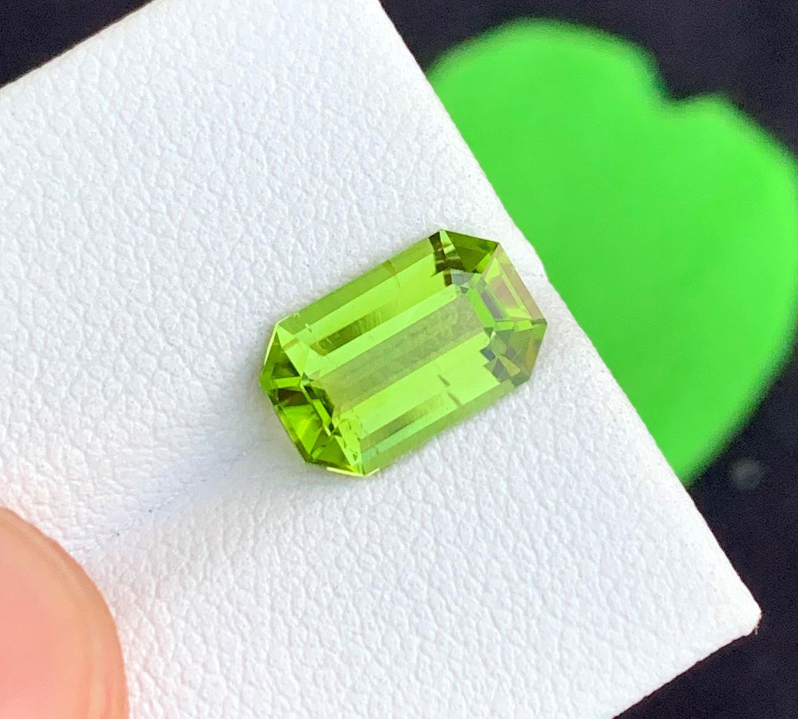 Emerald Cut Peridot Gemstone: Natural August Birthstone, Pakistan Origin - 10