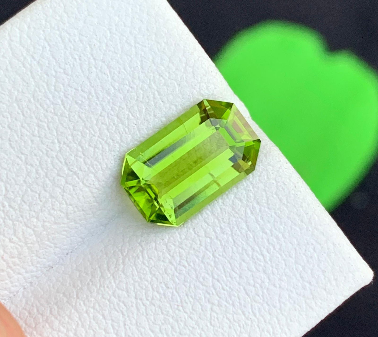 Emerald Cut Peridot Gemstone: Natural August Birthstone, Pakistan Origin - 12