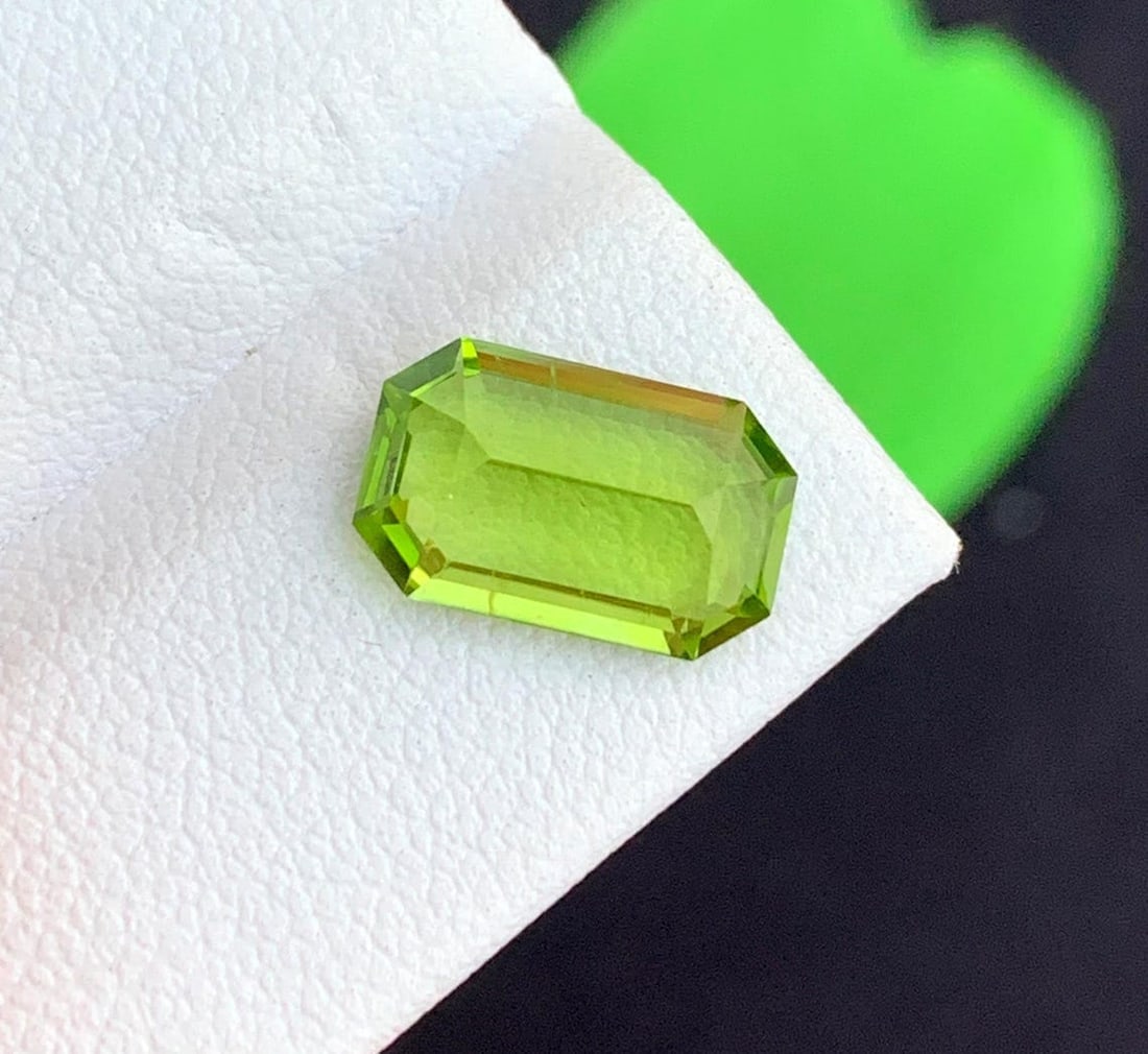 Emerald Cut Peridot Gemstone: Natural August Birthstone, Pakistan Origin - 2