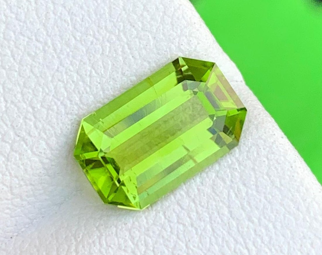 Emerald Cut Peridot Gemstone: Natural August Birthstone, Pakistan Origin - 3