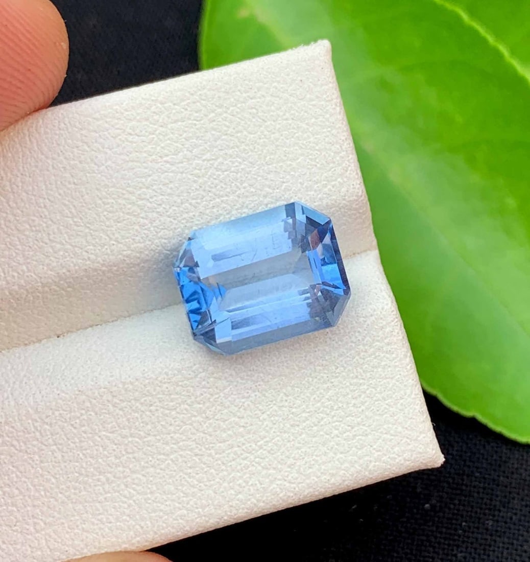 Santa Maria Aquamarine Gemstone: Emerald Cut Beryl, March Birthstone (5.10 Carats) - 2