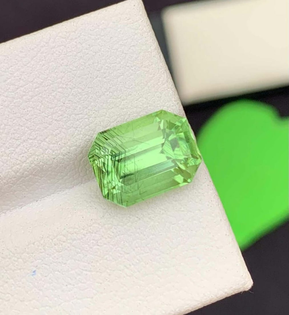 Emerald Cut Peridot Gemstone: Natural Green Rutile, August Birthstone: Title: Emerald Cut Peridot Gemstone: Natural Green Rutile, August Birthstone Description: Supplies for making crafts Materials: Gemstone: Peridot Natural Peridot Gemsto