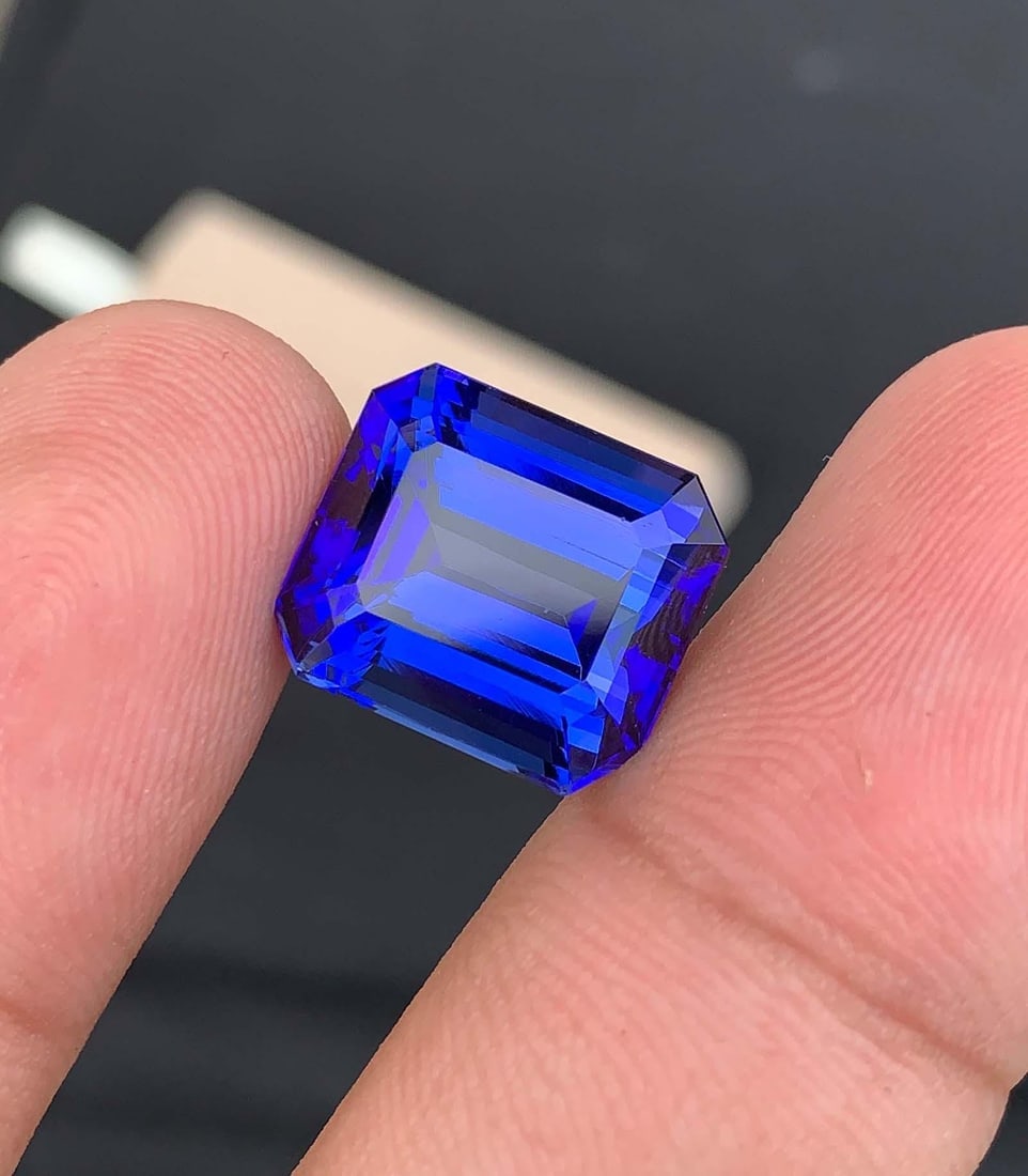 Natural D Block Tanzanite Loose Gemstone Emerald Shape Ring size For Making Jewelry - 9