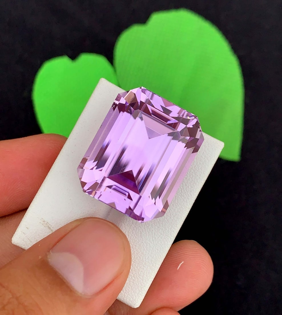 71.75 Carat Purplish Pink Kunzite Gemstone: Emerald Cut October Birthstone - 4