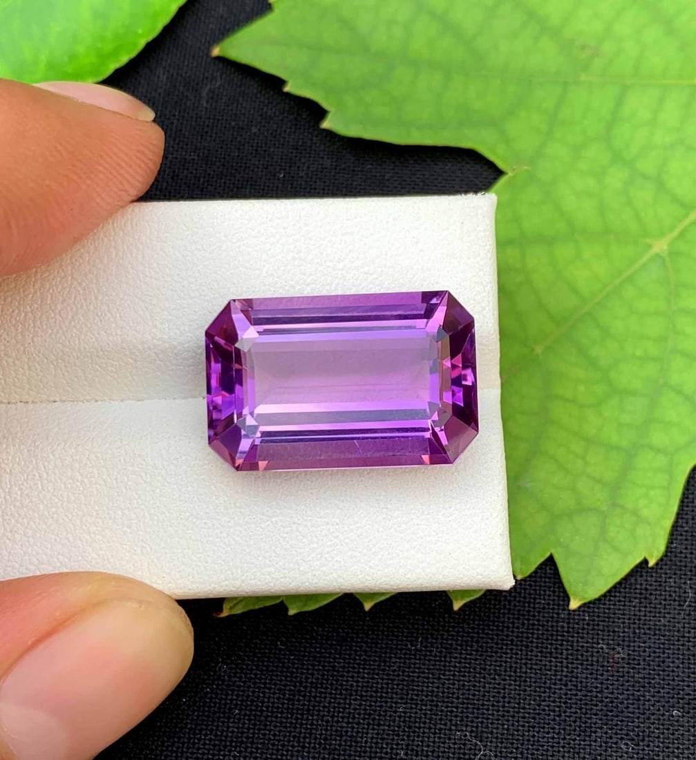 Emerald Cut Amethyst Gemstone: Natural February Birthstone, 19.30 Carats - 6