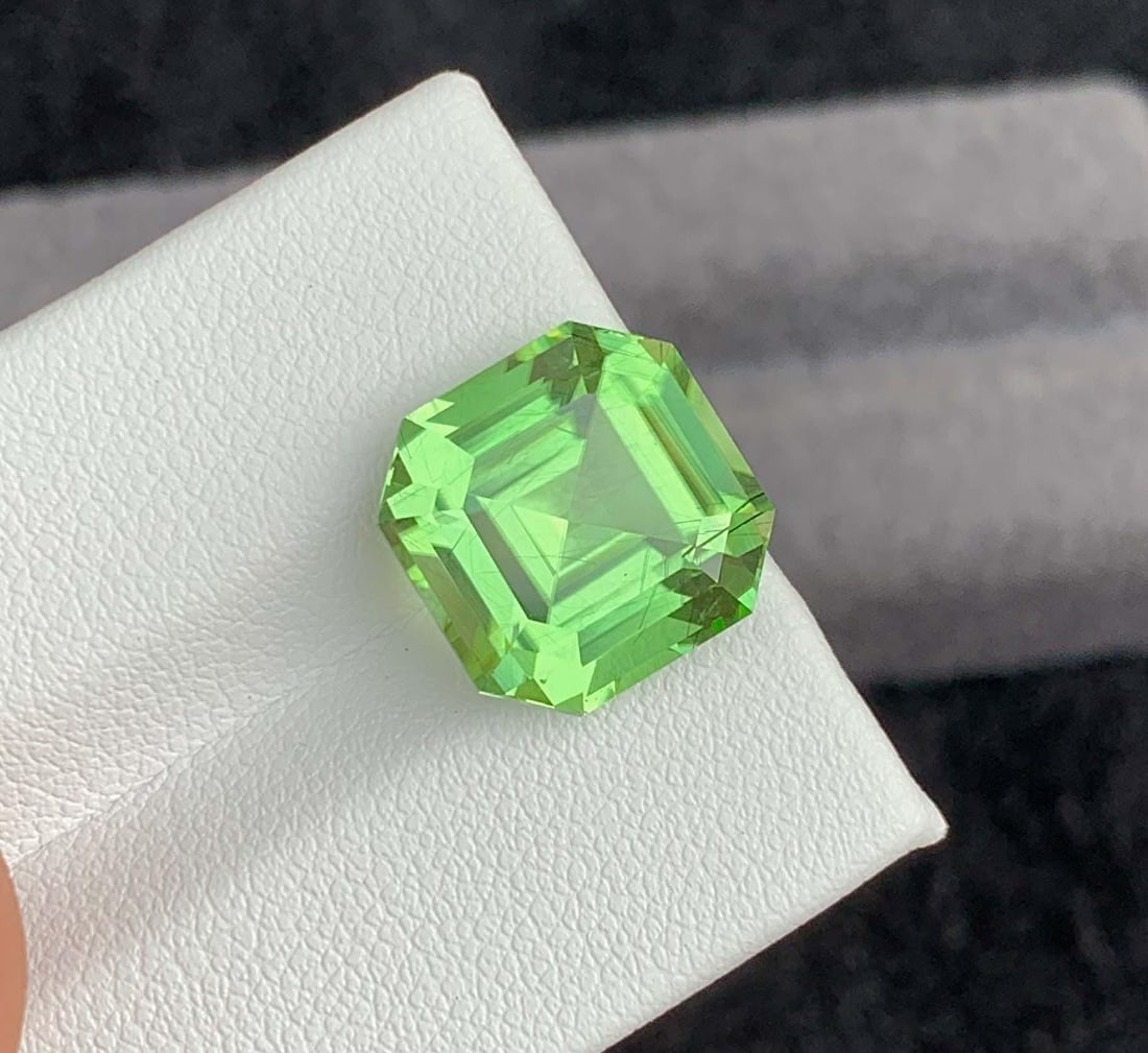 Natural Rutile Peridot Gemstones, Fancy Asscher Cut Peridot Loose Gemstone From Pakistan, August - 12