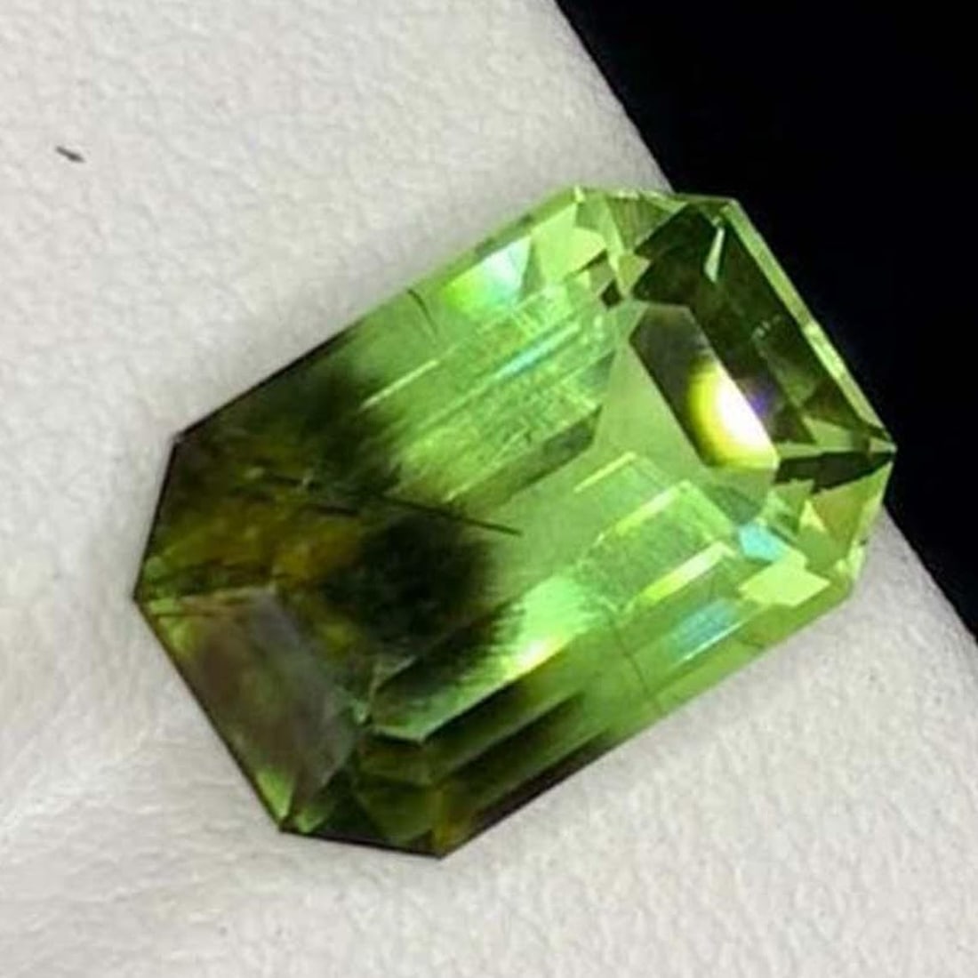 Emerald Cut Bi-Color Peridot Gemstone: August Birthstone from Pakistan (1 of 7)