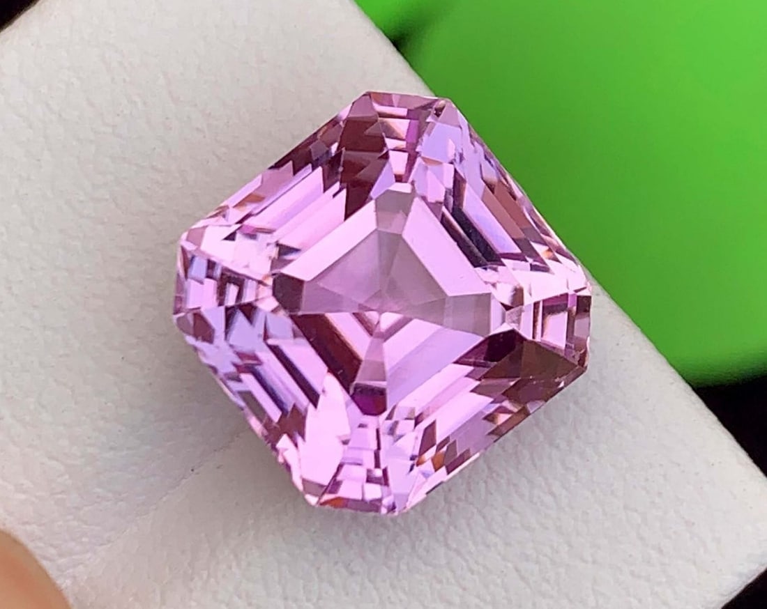 Natural Pink Kunzite Gemstone: Faceted Asscher Cut, November Birthstone (11.30 Carat): Title: Natural Pink Kunzite Gemstone: Faceted Asscher Cut, November Birthstone (11.30 Carat) Description: Supplies for making crafts Materials: Gemstone: Kunzite Carat weight: 11.30 <br