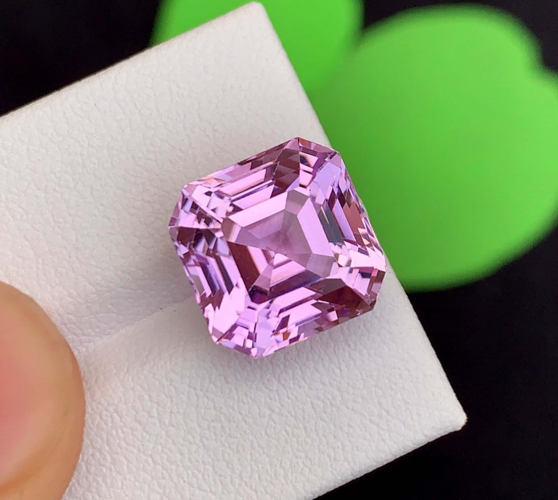 Natural Pink Kunzite Gemstone: Faceted Asscher Cut, November Birthstone (11.30 Carat) - 3