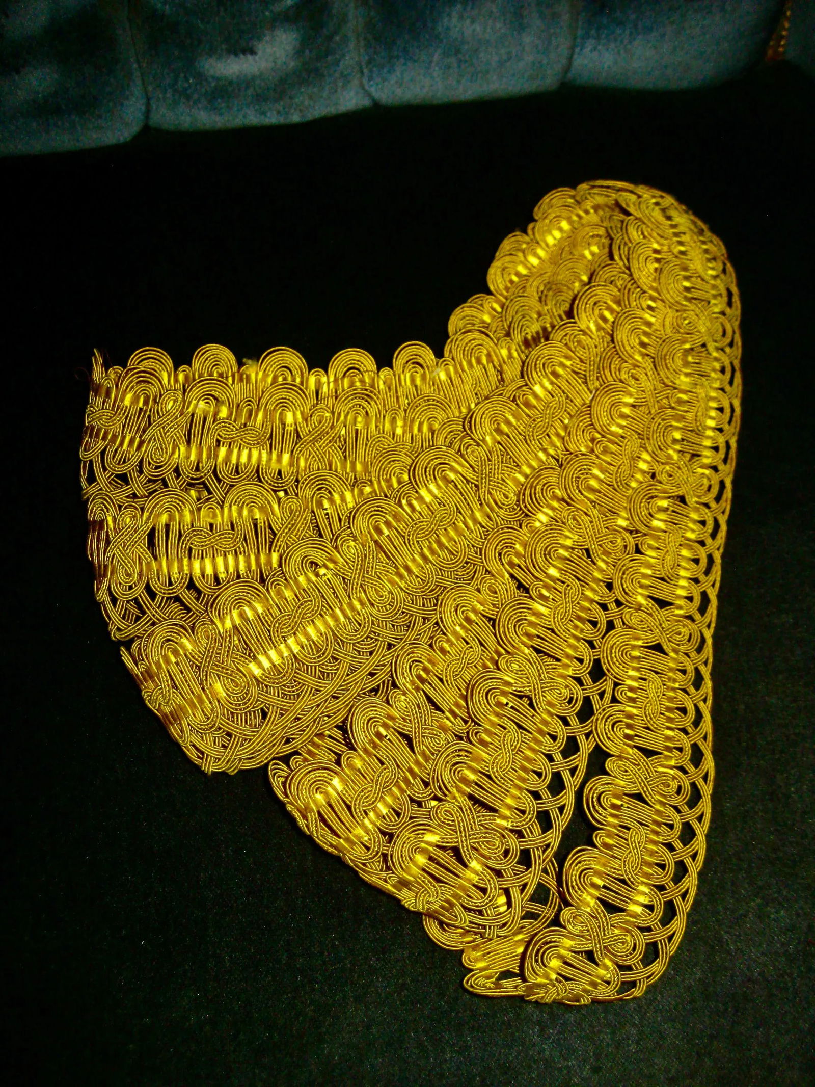 French Large Yellow Silk Trim Circa 1780 - 5 Yards - 12