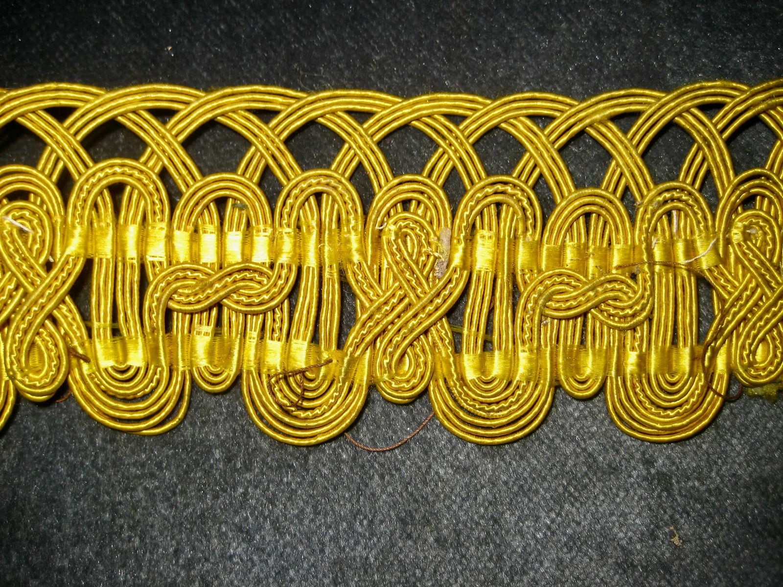 French Large Yellow Silk Trim Circa 1780 - 5 Yards - 7