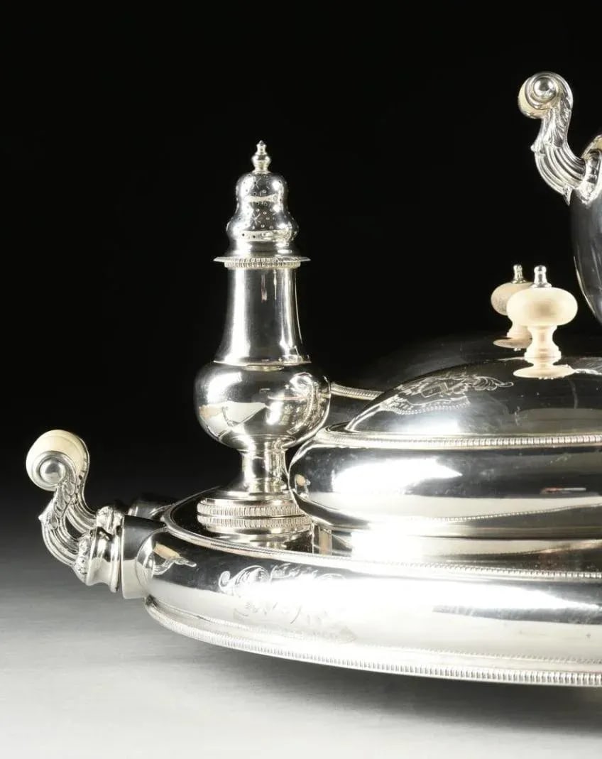 English Early 20th Century Silver Plate Lazy Susan Round Server Joseph Elliot and Sons Sheffield - 5