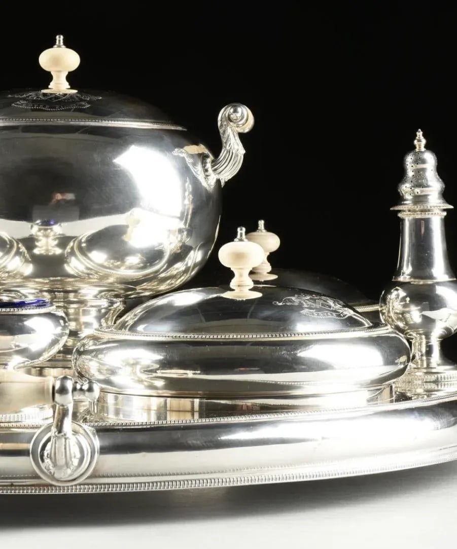 English Early 20th Century Silver Plate Lazy Susan Round Server Joseph Elliot and Sons Sheffield - 7