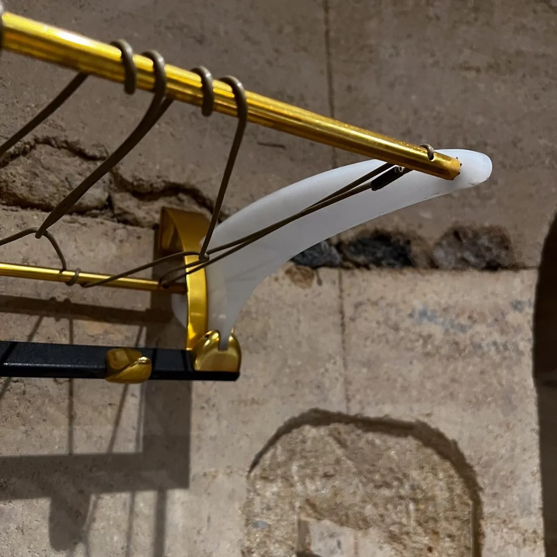 1960s French Modern Brass Coat Hat Rack Shelf Style Jacques Adnet - 3