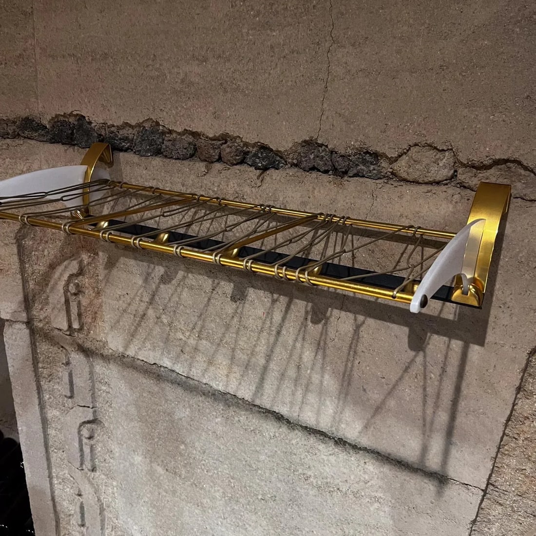 1960s French Modern Brass Coat Hat Rack Shelf Style Jacques Adnet - 8