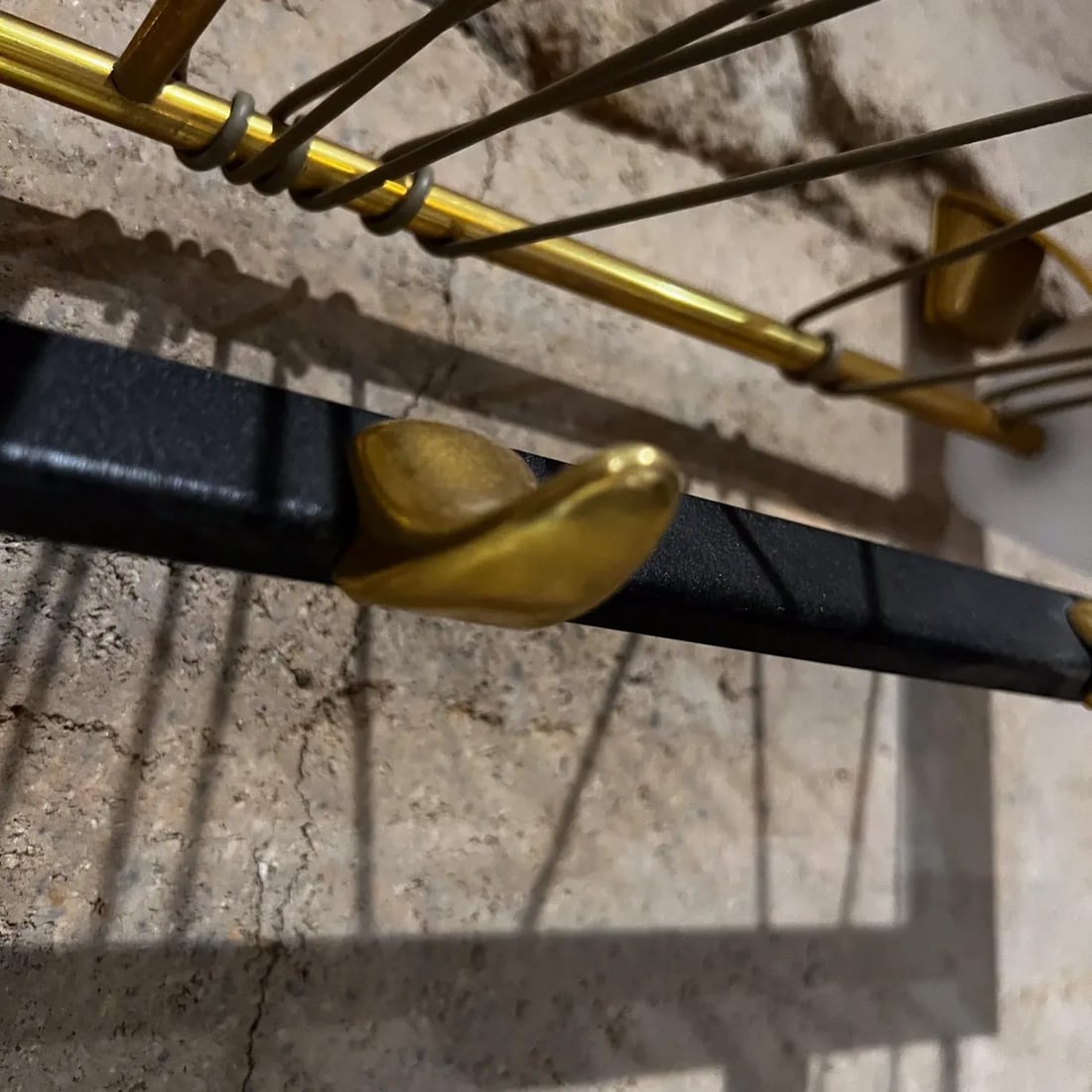 1960s French Modern Brass Coat Hat Rack Shelf Style Jacques Adnet - 9