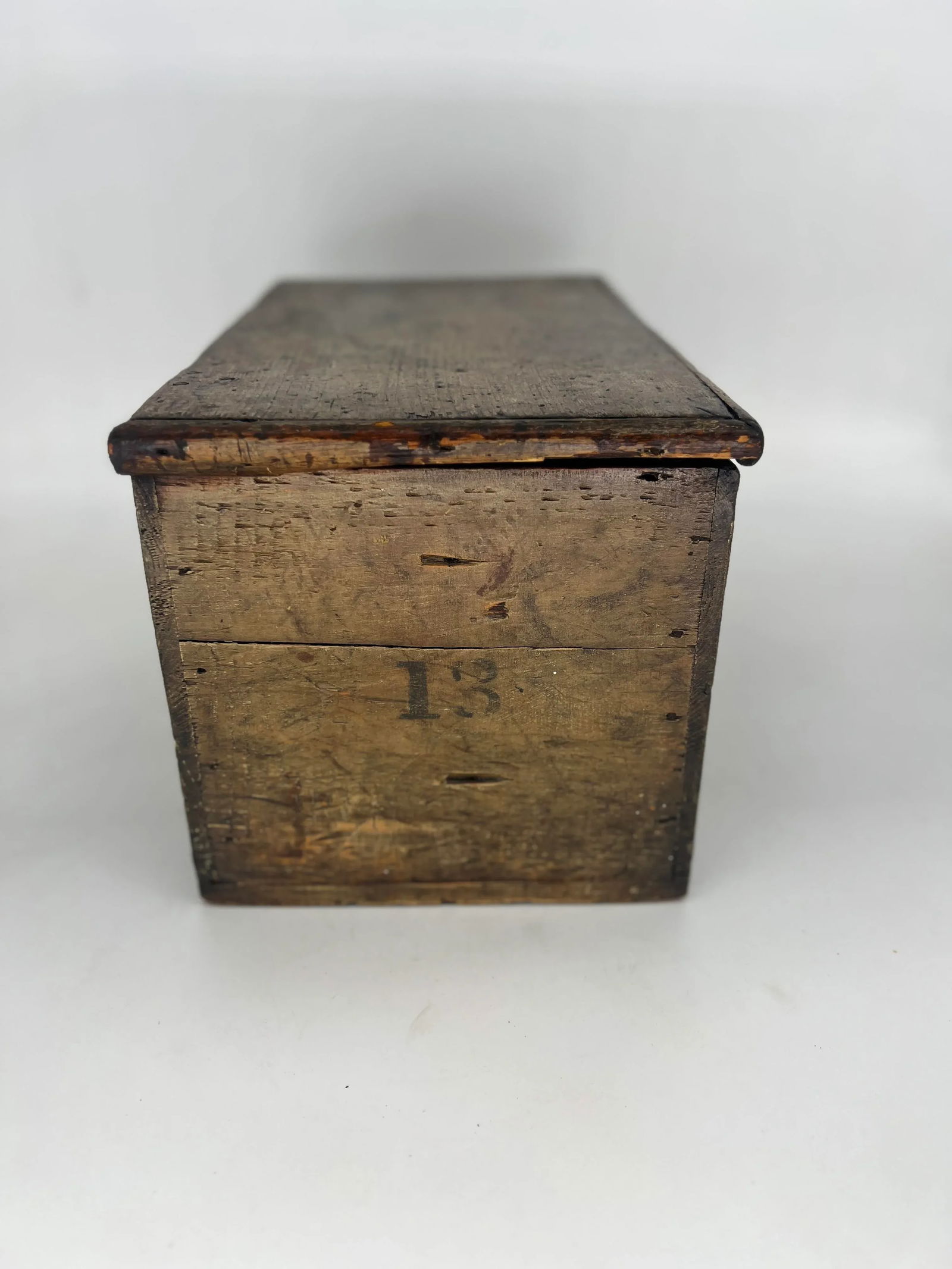 Antique Primitive American Paint Decorated Tool or Document Storage Box - 4