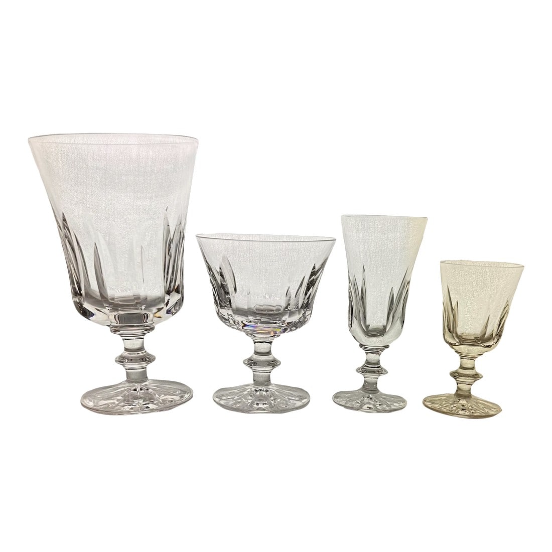 Large Set of 45 Signed Orrefors Swedish Crystal Glass Stemware: Each piece is signed-marked Orrefors. A gorgeous and large vintage collection of hand blown crystal stemware-45 piece set. Made in Sweden by Orrefors-renowned for high quality crystal. Beautiful