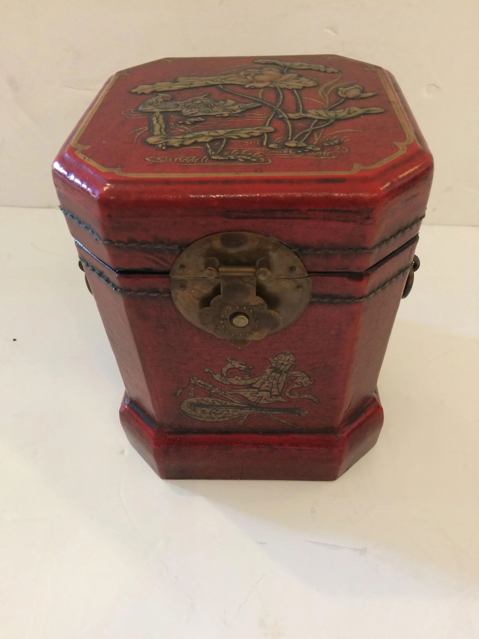 Chinoiserie Leather Embossed Decorative Box - 13