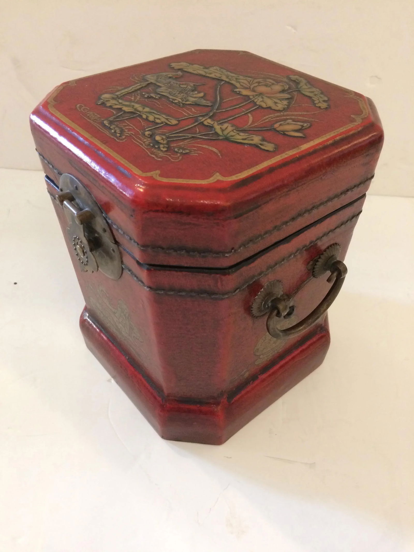 Chinoiserie Leather Embossed Decorative Box - 9