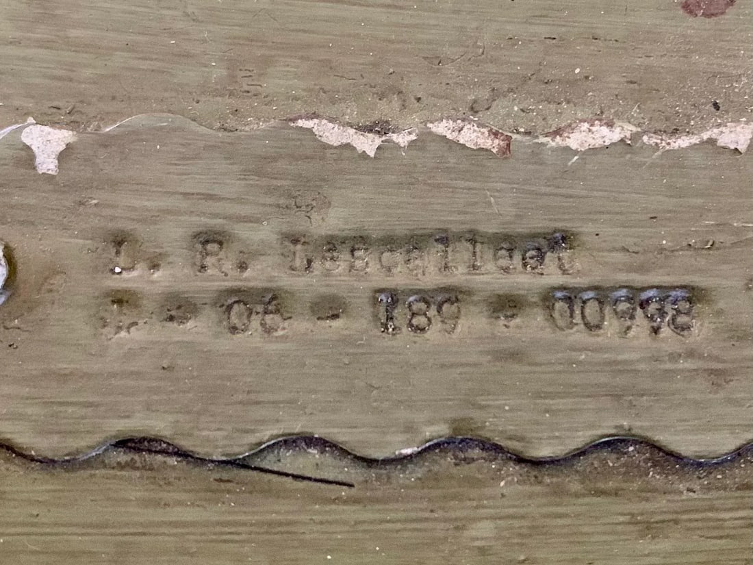 Vintage Repurposed Metal & Wood Military Box - Green Floral Box of Drawers Signed - 4