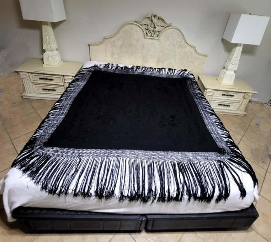 Antique Flaminco Fringed Piano Shawl Midnight Black - Outstanding - 3