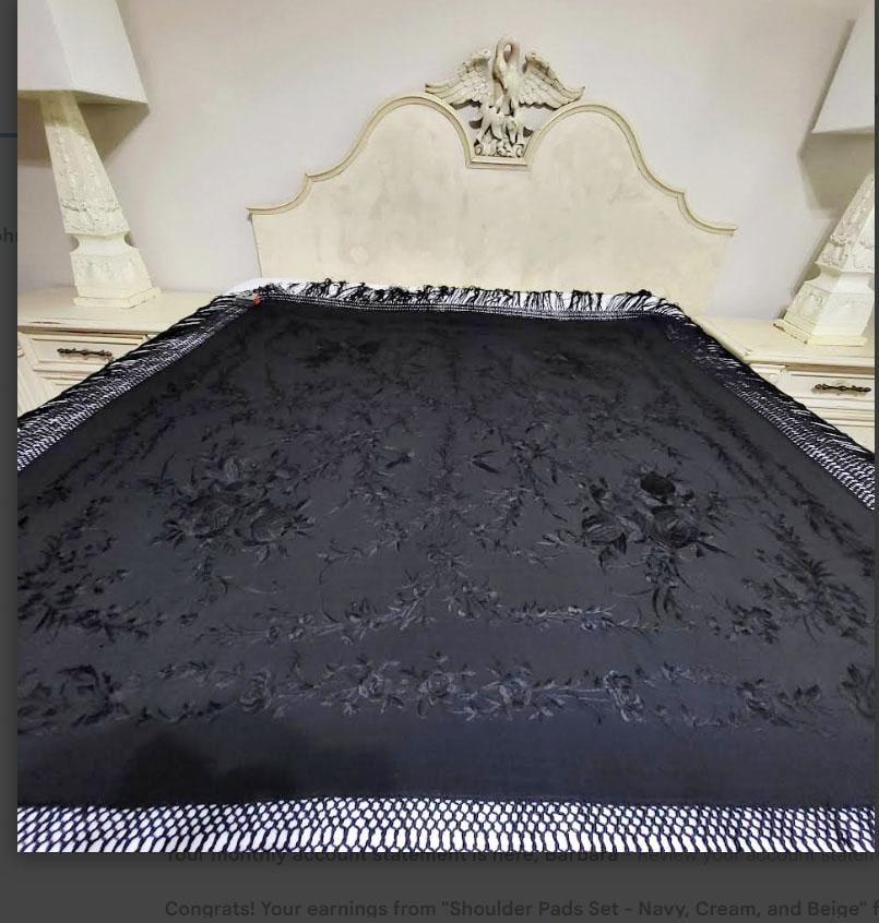 Antique Flaminco Fringed Piano Shawl Midnight Black - Outstanding - 4