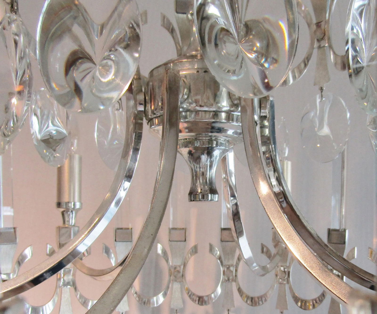 Sciolari Two Tiered Silver Plate and Crystal Chandelier Circa 1960's - 4