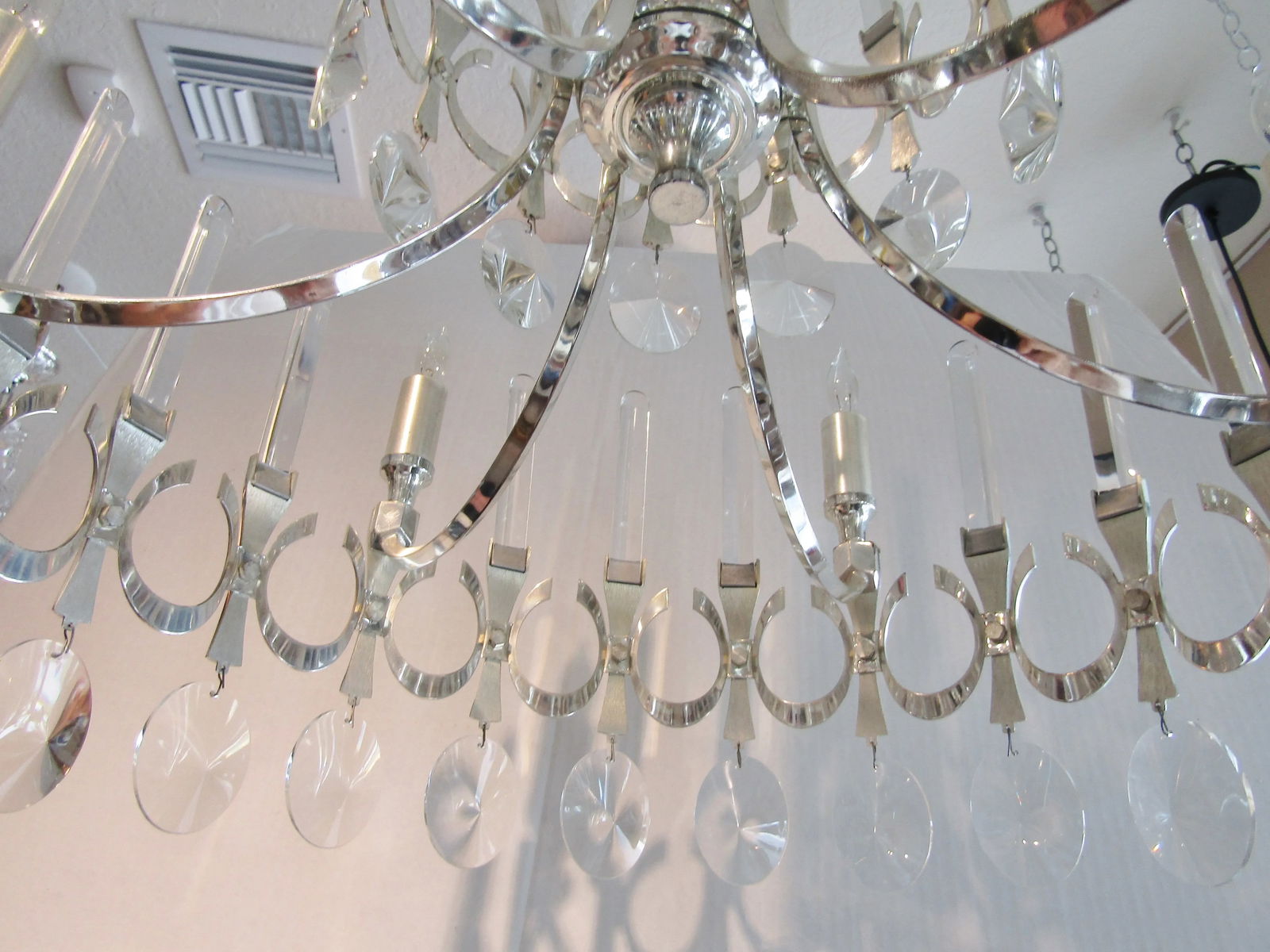 Sciolari Two Tiered Silver Plate and Crystal Chandelier Circa 1960's - 5
