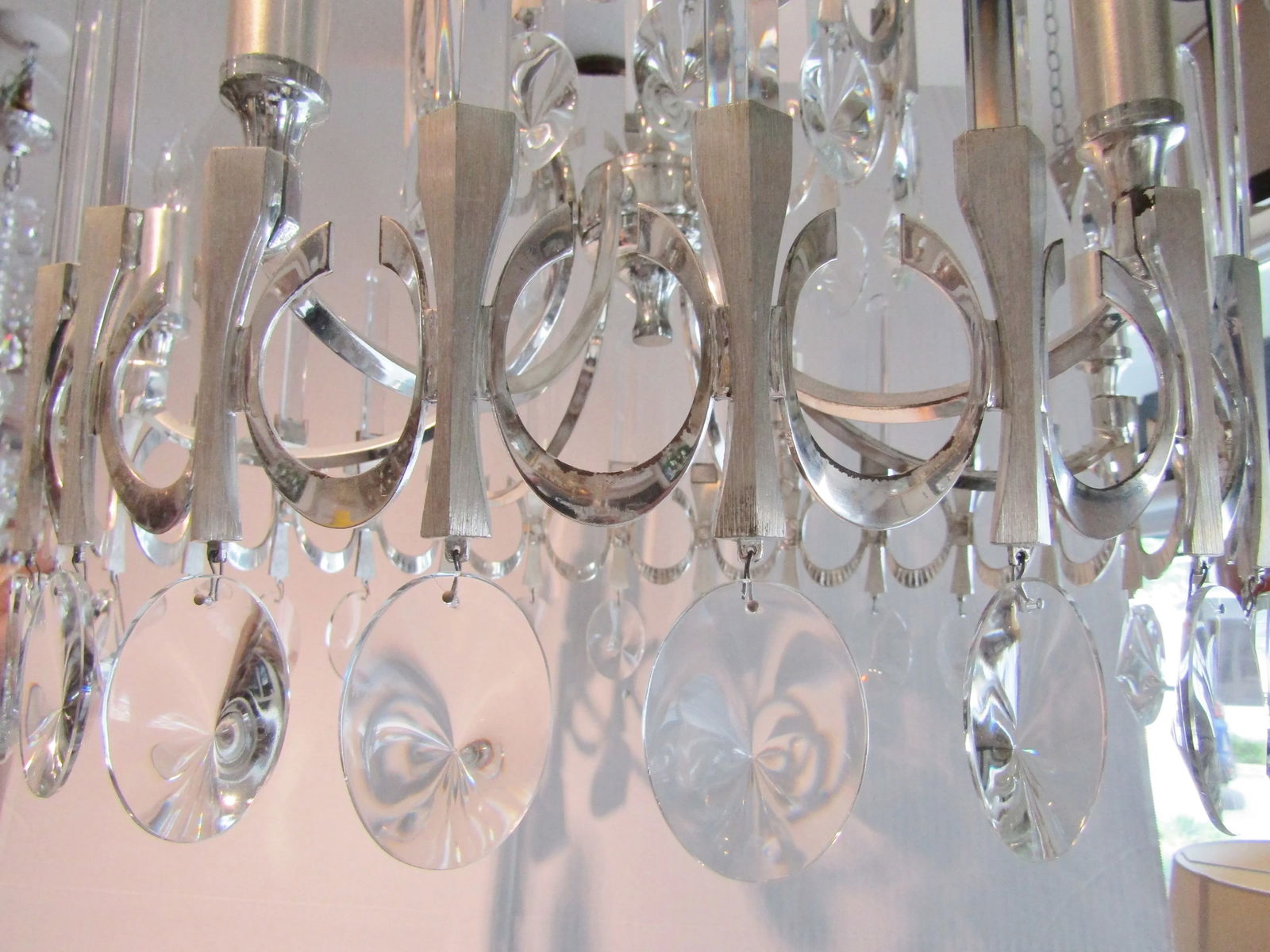 Sciolari Two Tiered Silver Plate and Crystal Chandelier Circa 1960's - 6