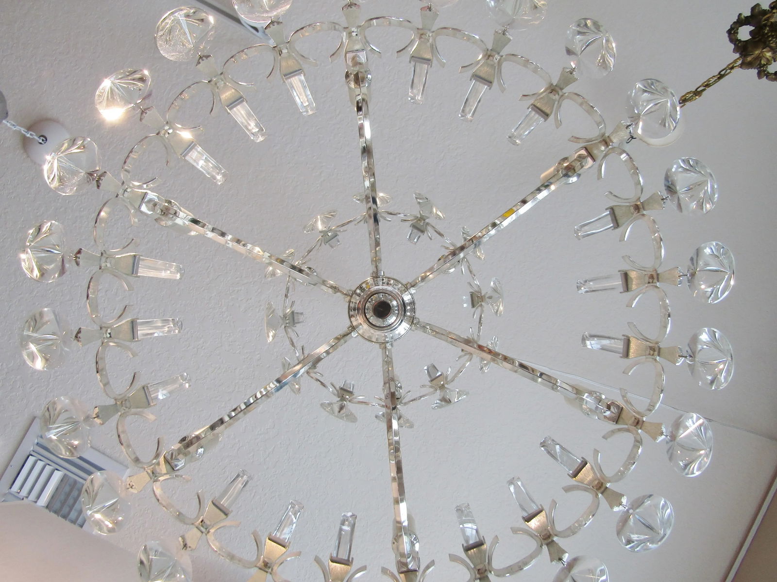Sciolari Two Tiered Silver Plate and Crystal Chandelier Circa 1960's - 9