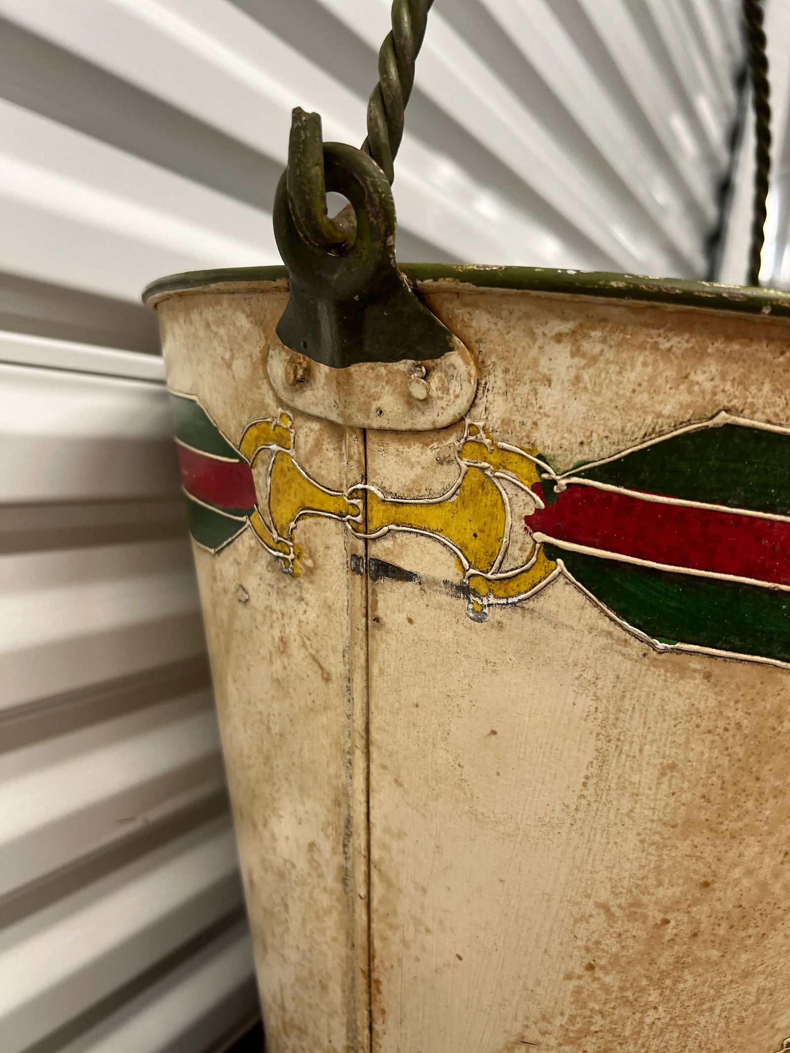 Vintage Gucci Style Hand Painted Horse Bit Bucket or Trash Can - 7