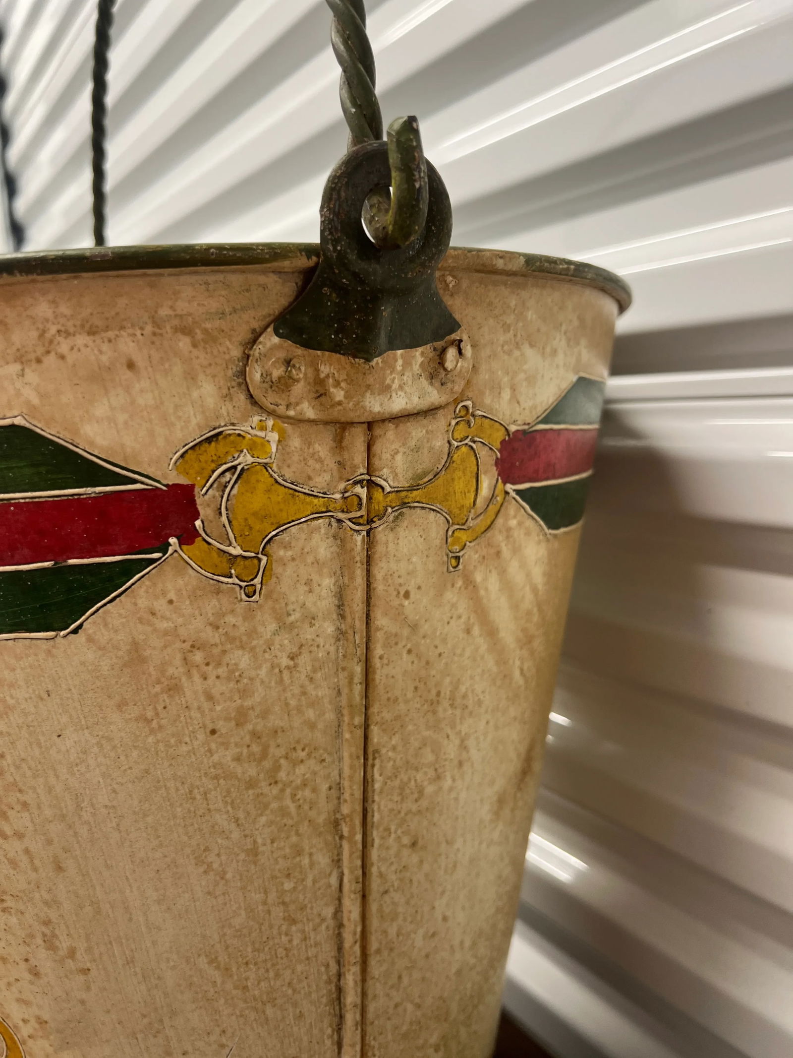 Vintage Gucci Style Hand Painted Horse Bit Bucket or Trash Can - 8