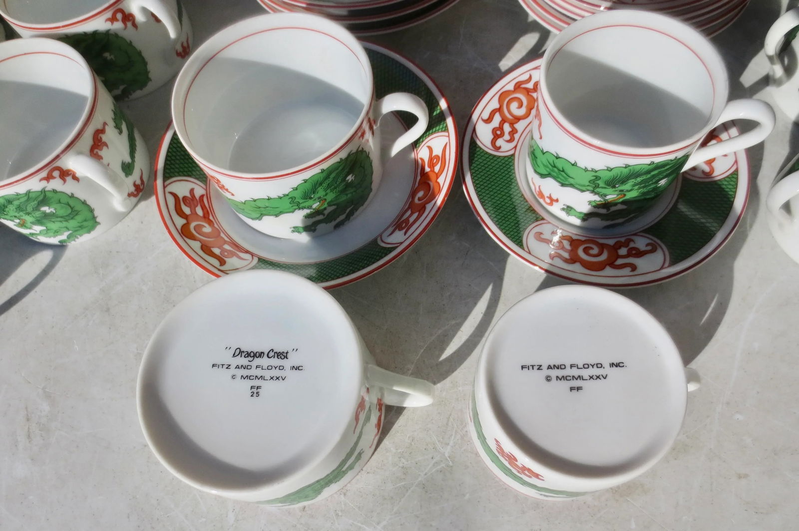 Fitz and Floyd Dragon Crest Coffee and Expresso Cups and Saucers, Set of 36 - 9