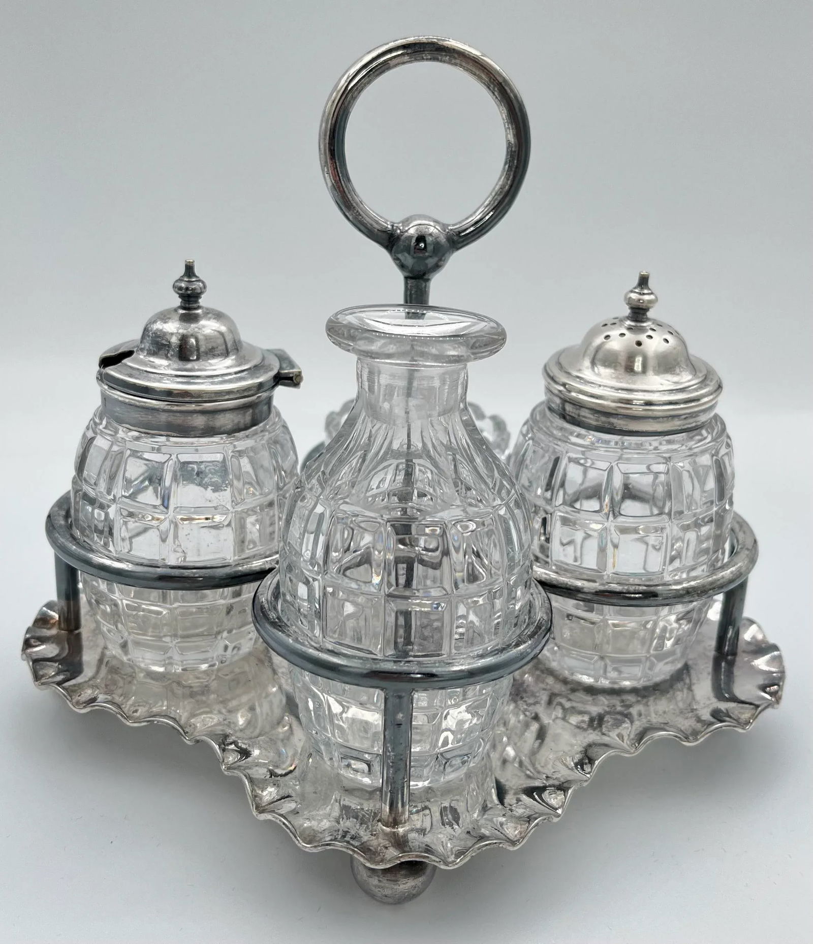 1890s James Dixon & Sons Silverplate Cruet Condiment Set - 3