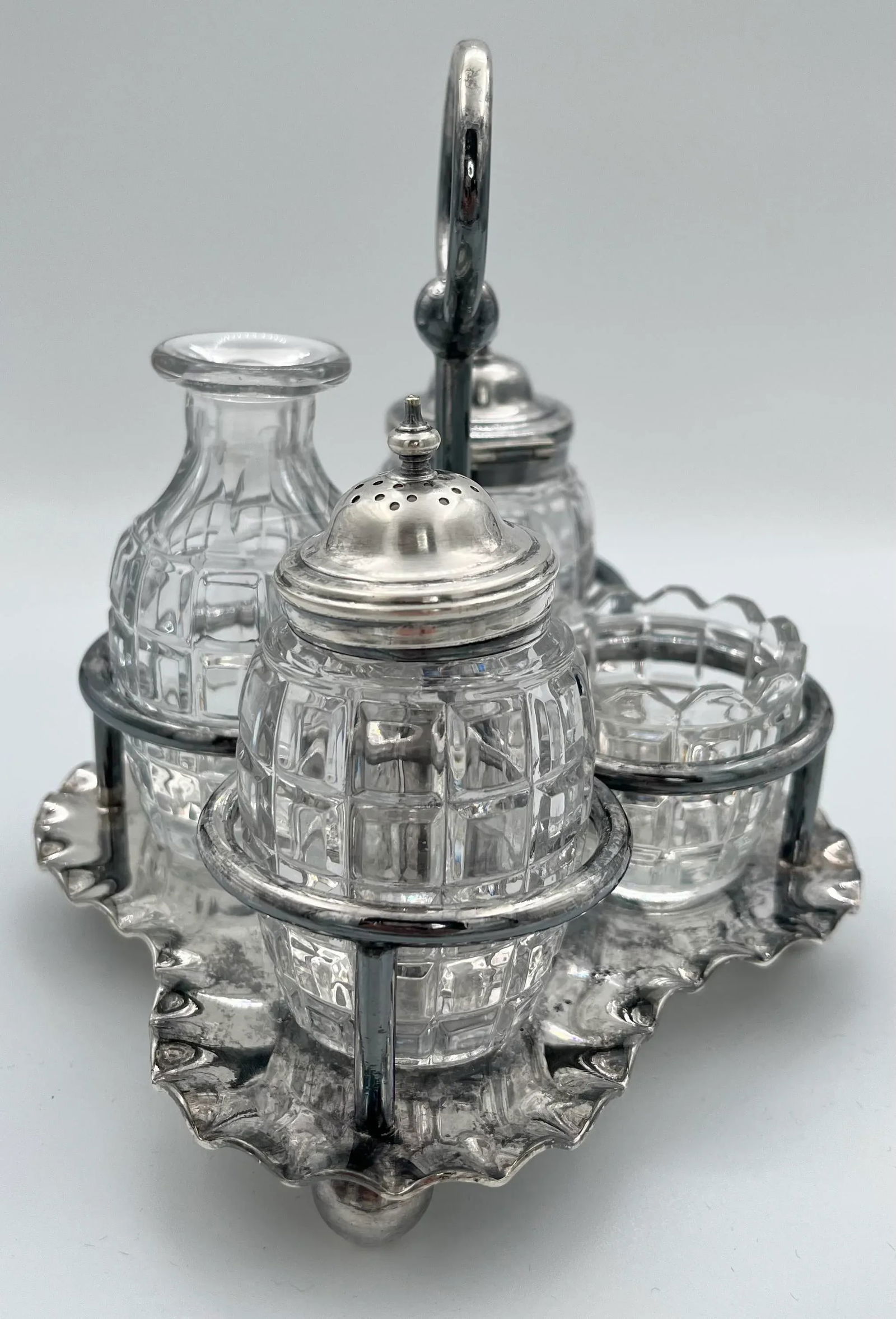 1890s James Dixon & Sons Silverplate Cruet Condiment Set - 4