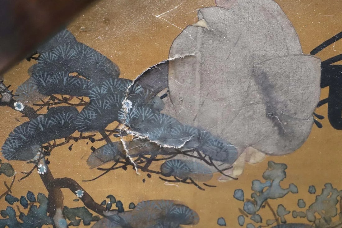 Large Japanese Byobu Four Panel Folding Screen Kano School "Tale of Genji" - 11