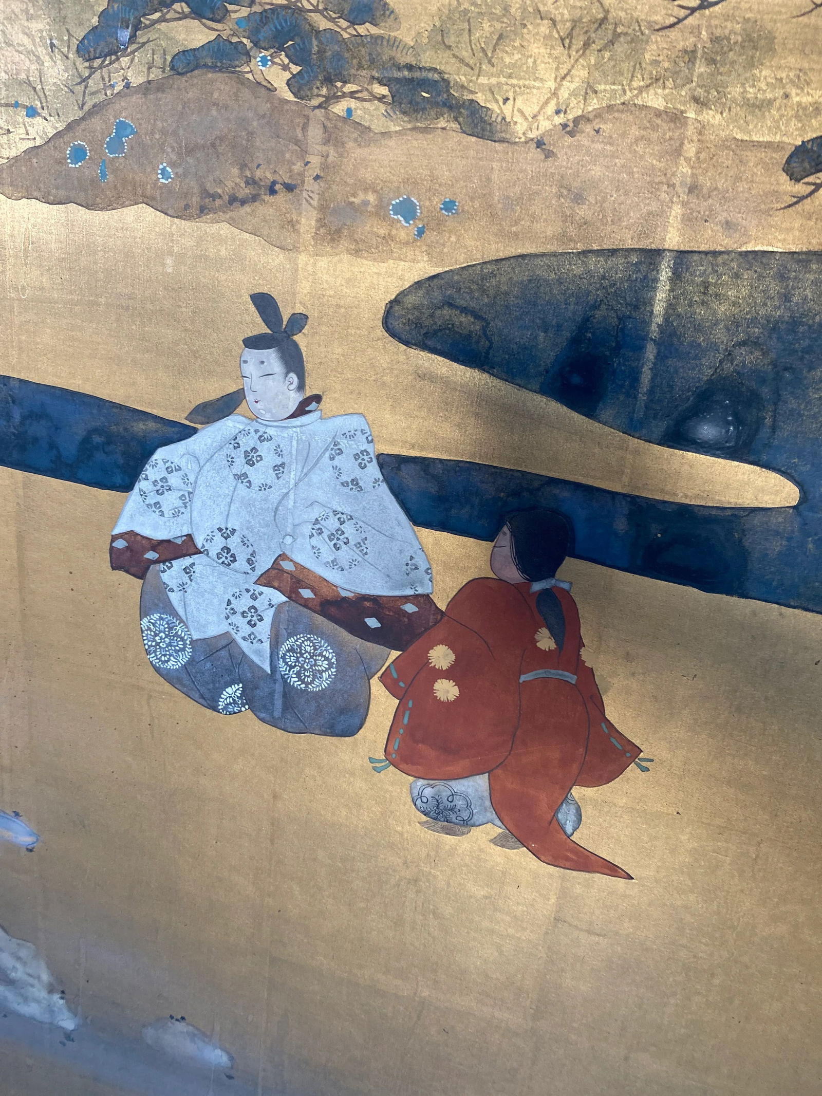 Large Japanese Byobu Four Panel Folding Screen Kano School "Tale of Genji" - 8