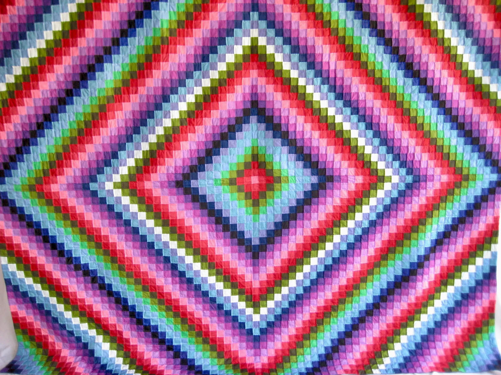 Large Diamond Shape Mid Century Amish Quilt - 2