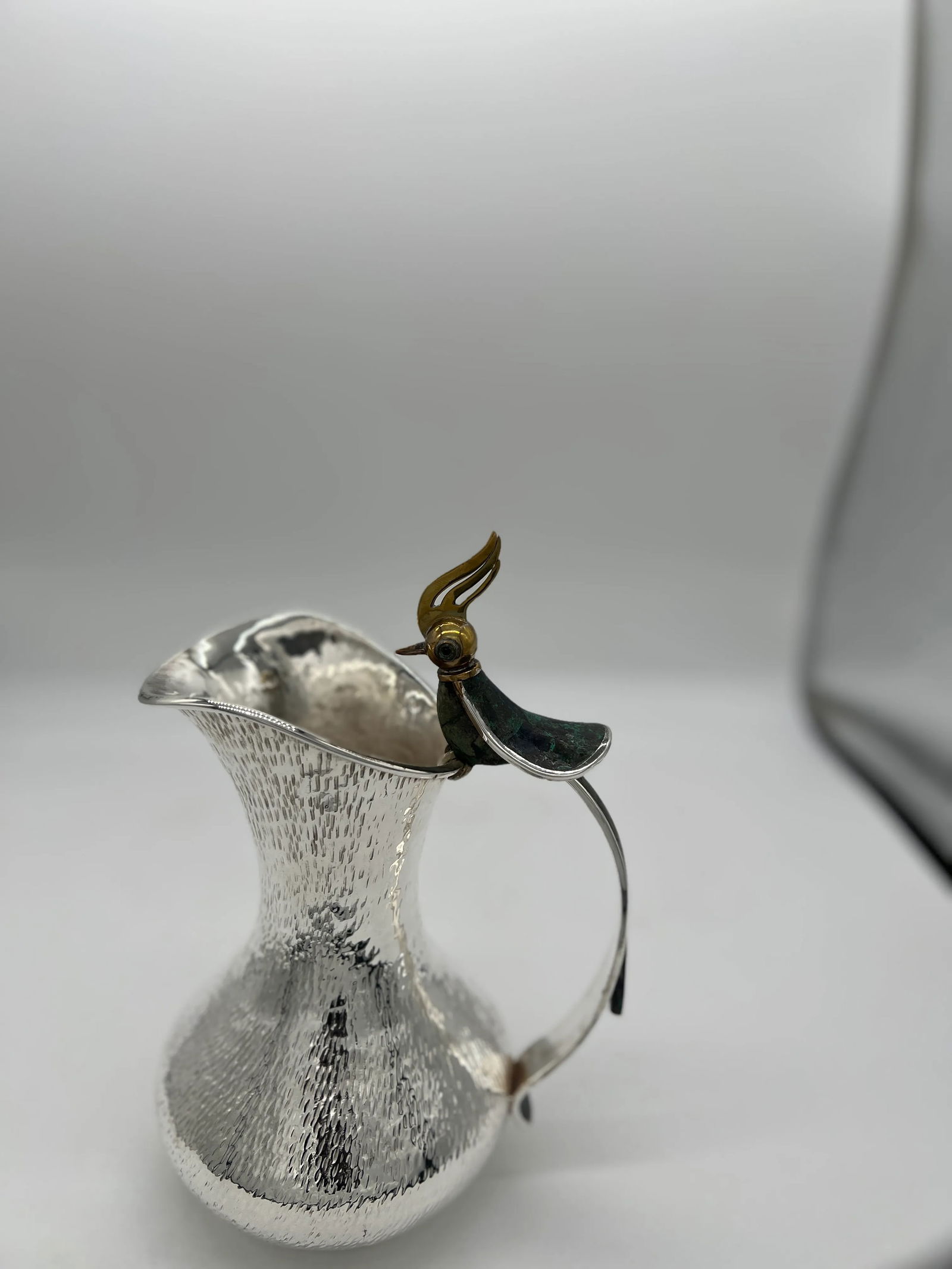 Vintage Los Castillo Malachite, Lapis Lazuli & Brass Mounted Silver Plated Pitcher - 4