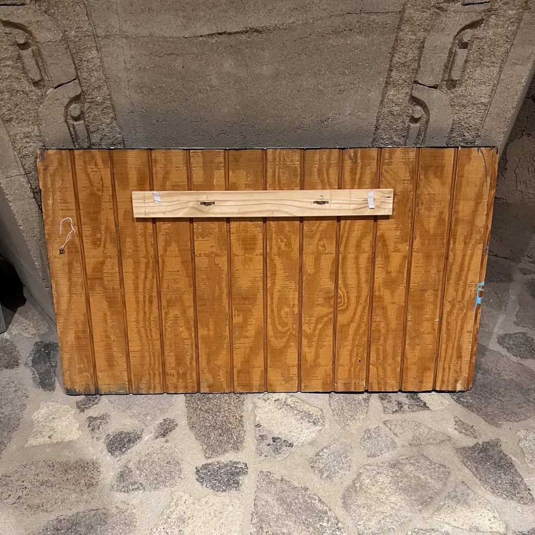 City Landscape Art Abstract Modern Blue Oil Painting on Wood - 8