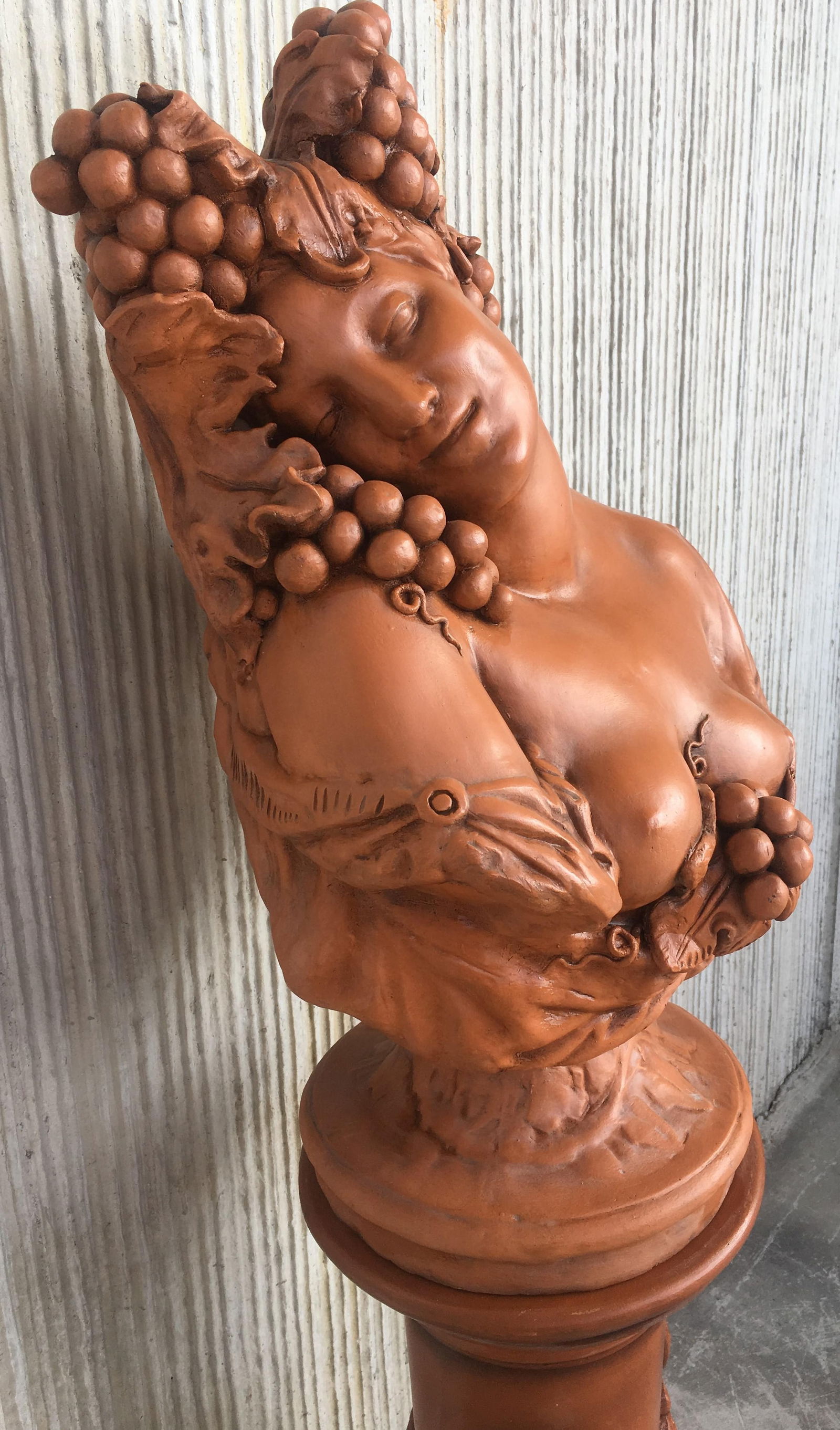 19th Century Spectacular Clay Goddess of Summer in a Matching Pedestal - 4