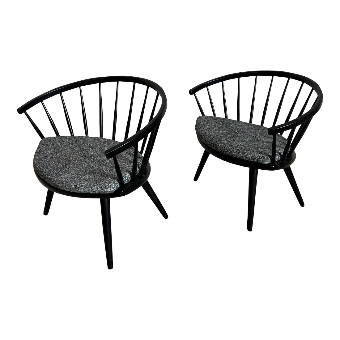 Scandinavian Yngve Ekstrom Arka Spindle Back Chairs With New Cushions - a Pair (1 of 4)