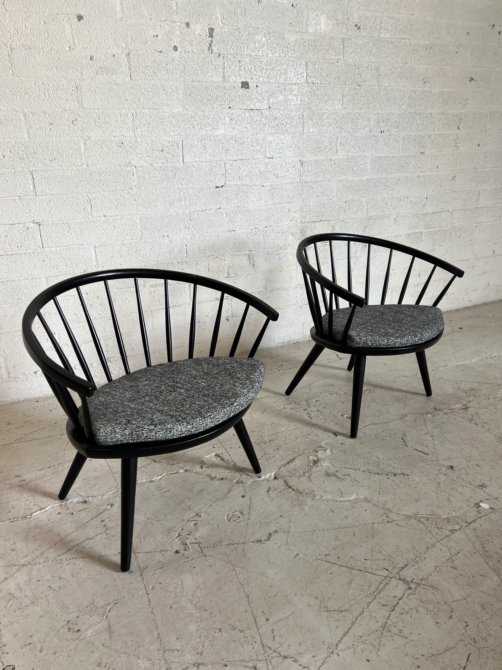 Scandinavian Yngve Ekstrom Arka Spindle Back Chairs With New Cushions - a Pair - 2