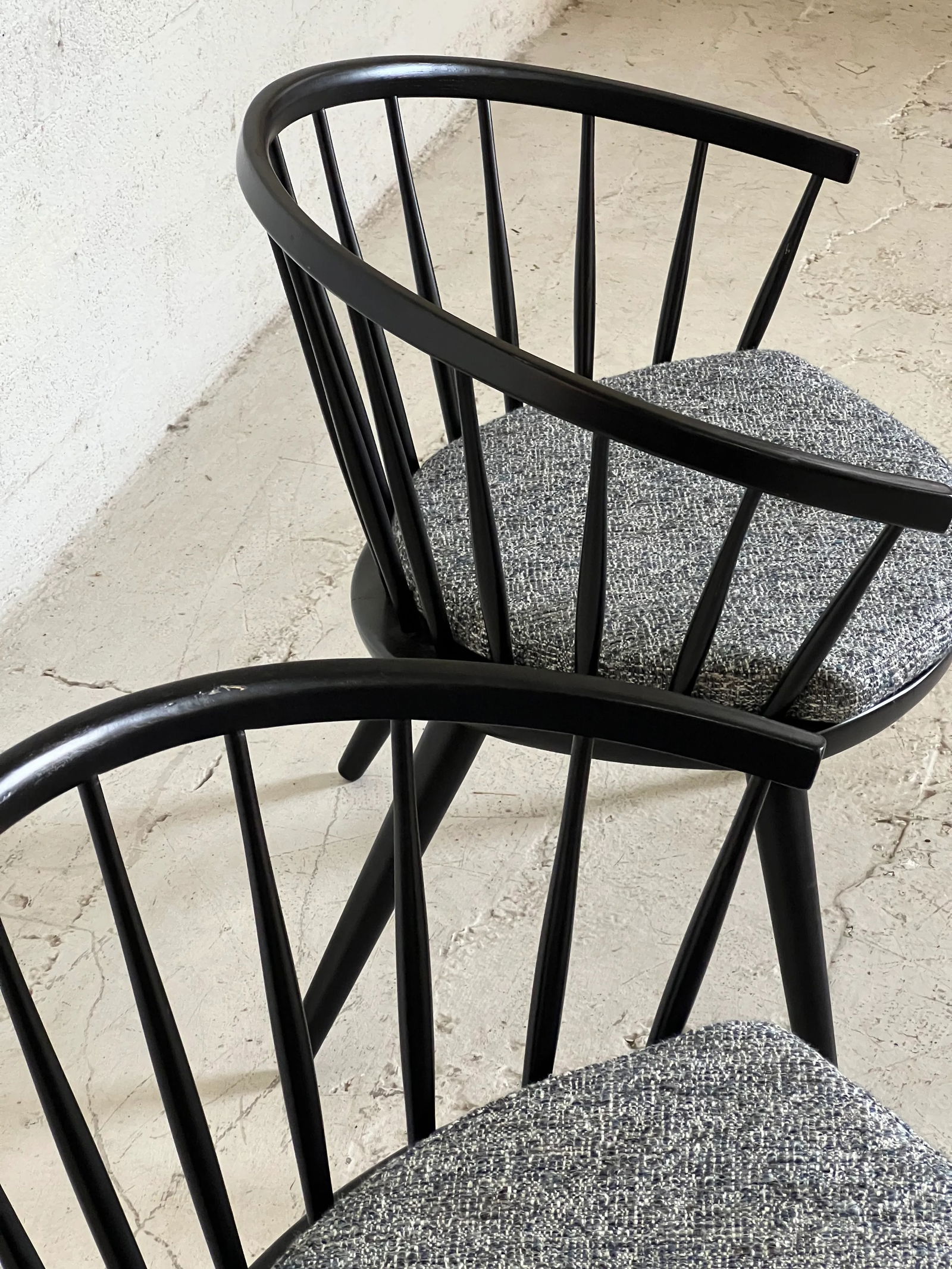 Scandinavian Yngve Ekstrom Arka Spindle Back Chairs With New Cushions - a Pair - 3